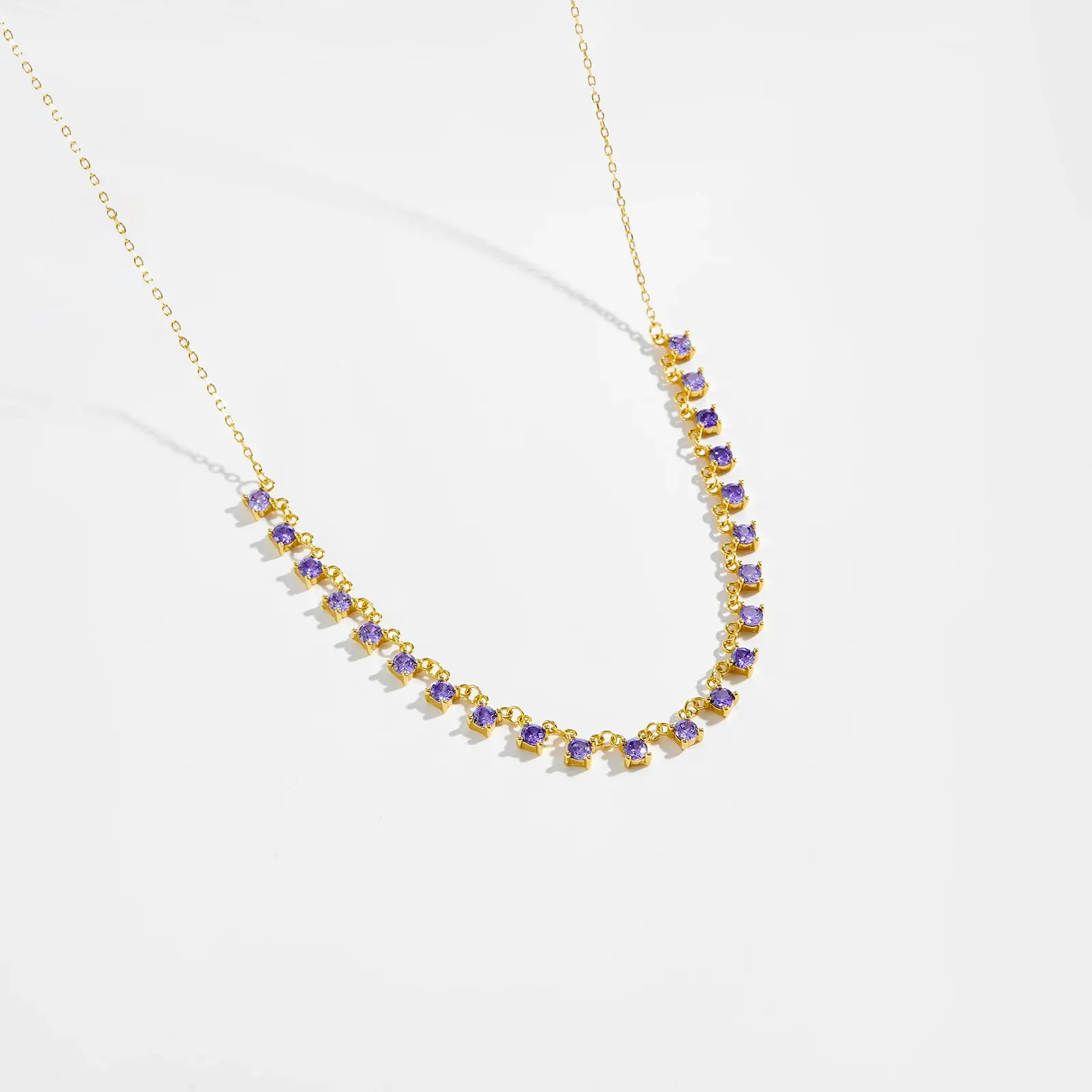 ANDYWEN 925 сребърно чокър колие с кръгъл циркон и регулируема верижка