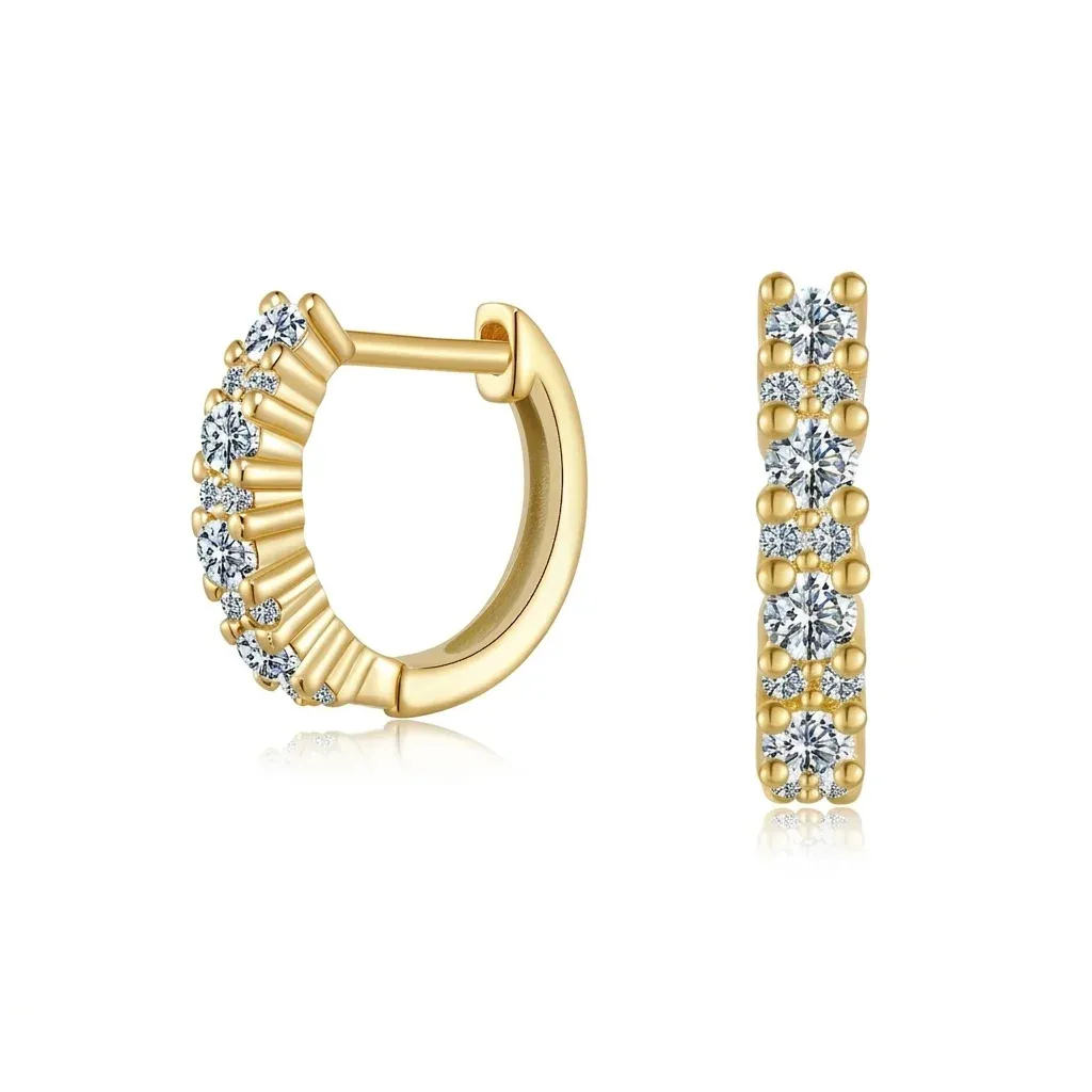 Златисти халки с моисанит отпред