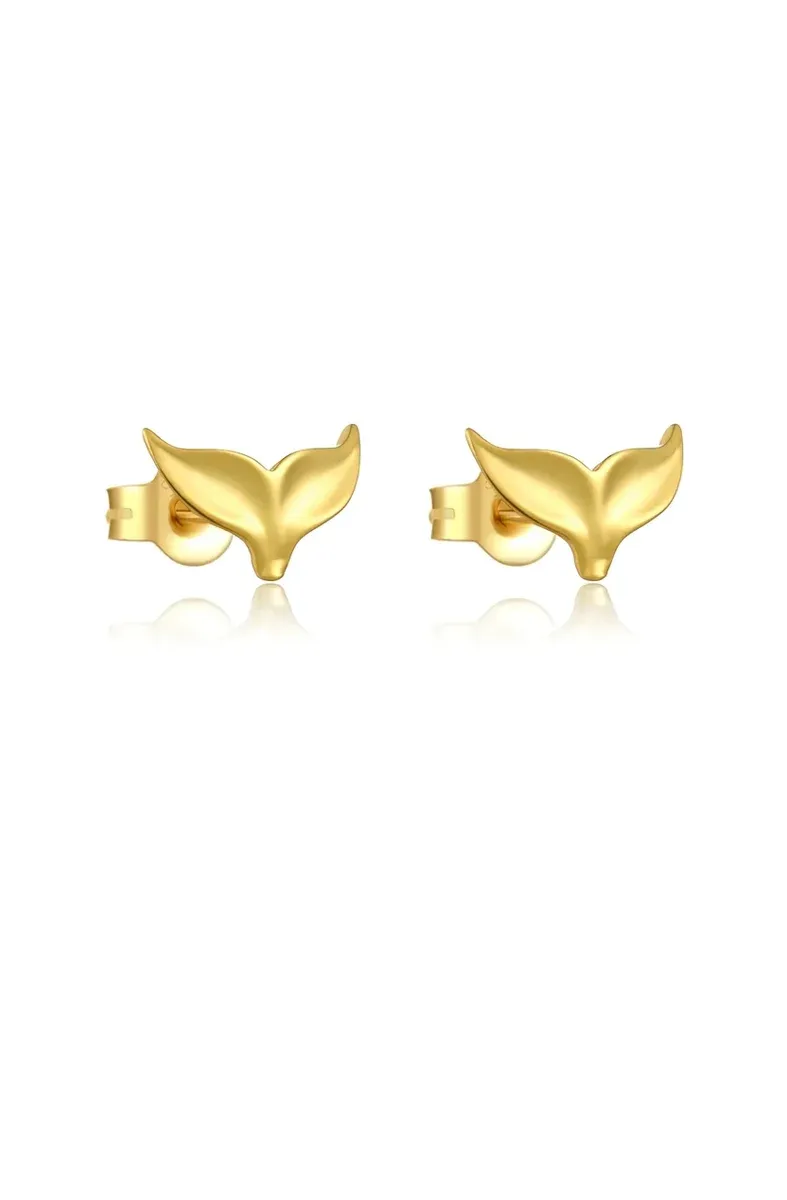 Фини златисти обеци от 925 сребро с циркон и винтов гръб