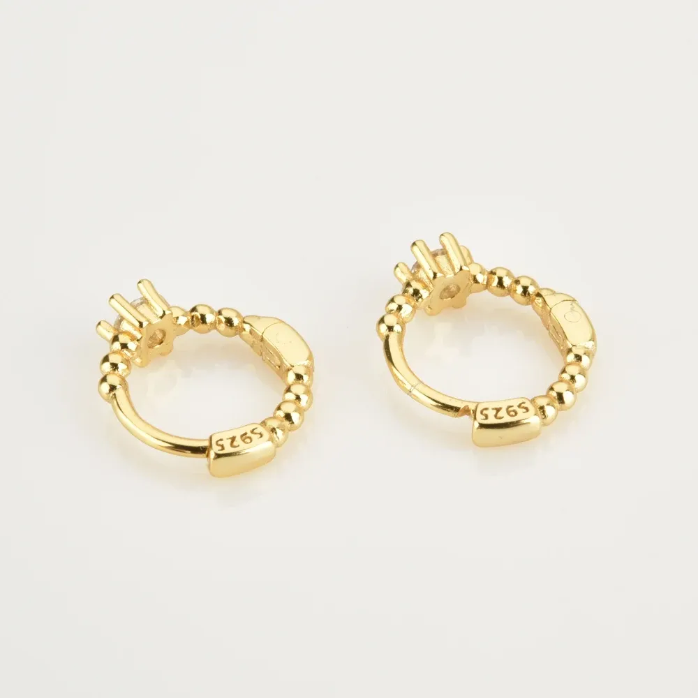 ANDYWEN 925 златисти хъги обеци с 7 мм циркон