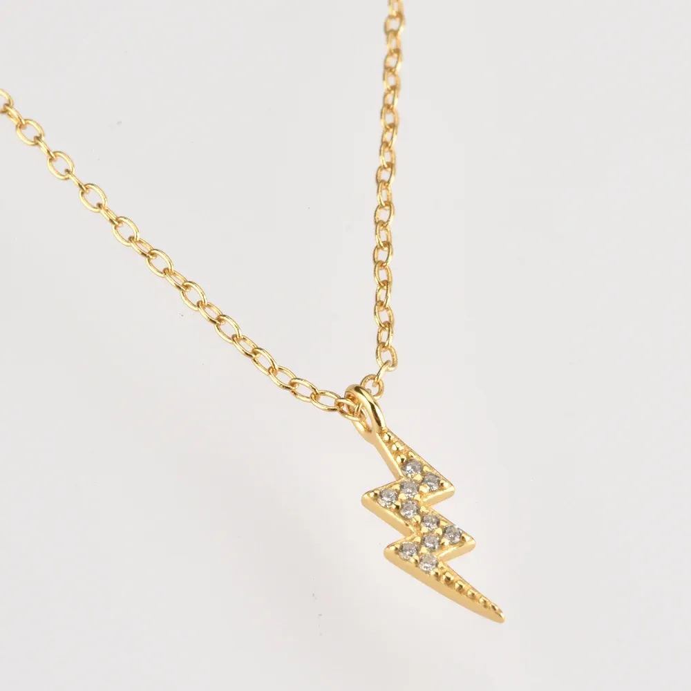 ANDYWEN 925 сребърно колие с фина верижка и цирконов акцент