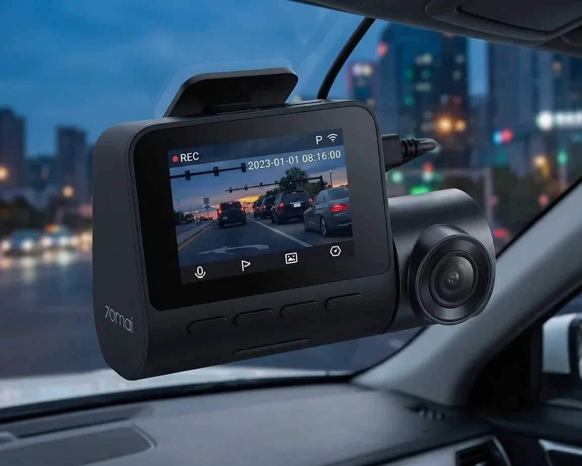 70mai A200 видеорегистратор в автомобил вечер