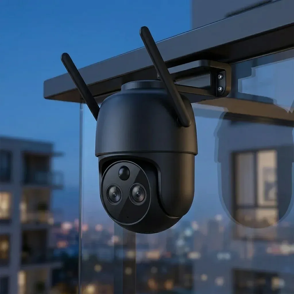 Черна Wi‑Fi PTZ камера на балкон