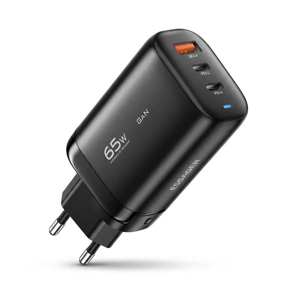 Зарядно Essager 65W GaN USB-C черно