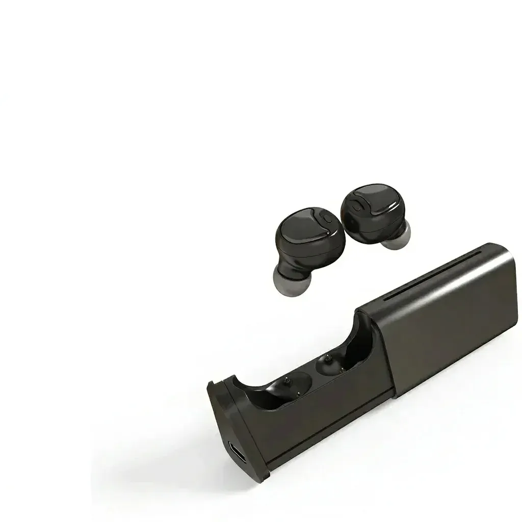 Черен Bluetooth слухов апарат с кутия