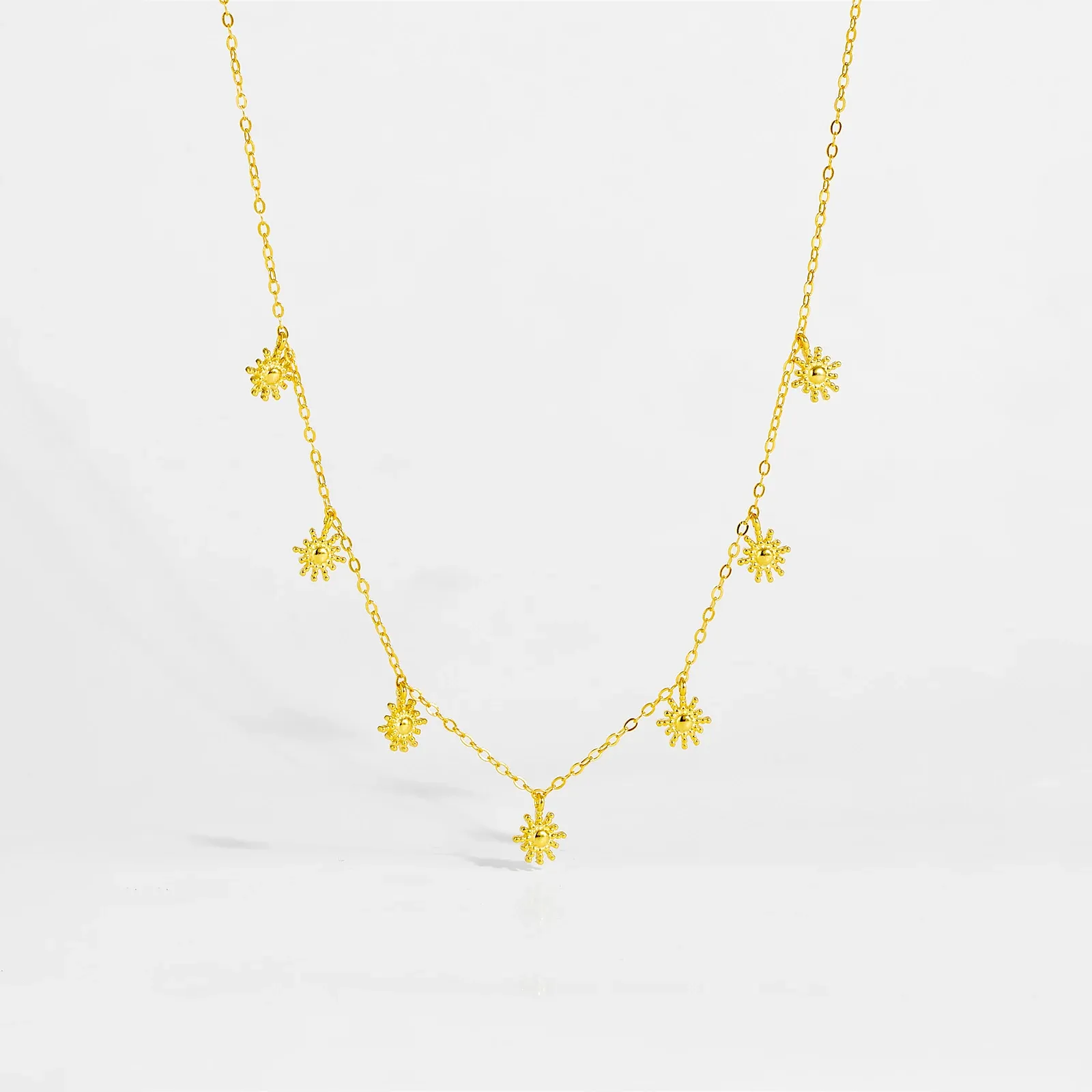 Фина комплектна бижутерия със слънчогледов мотив от 925 сребро и позлата