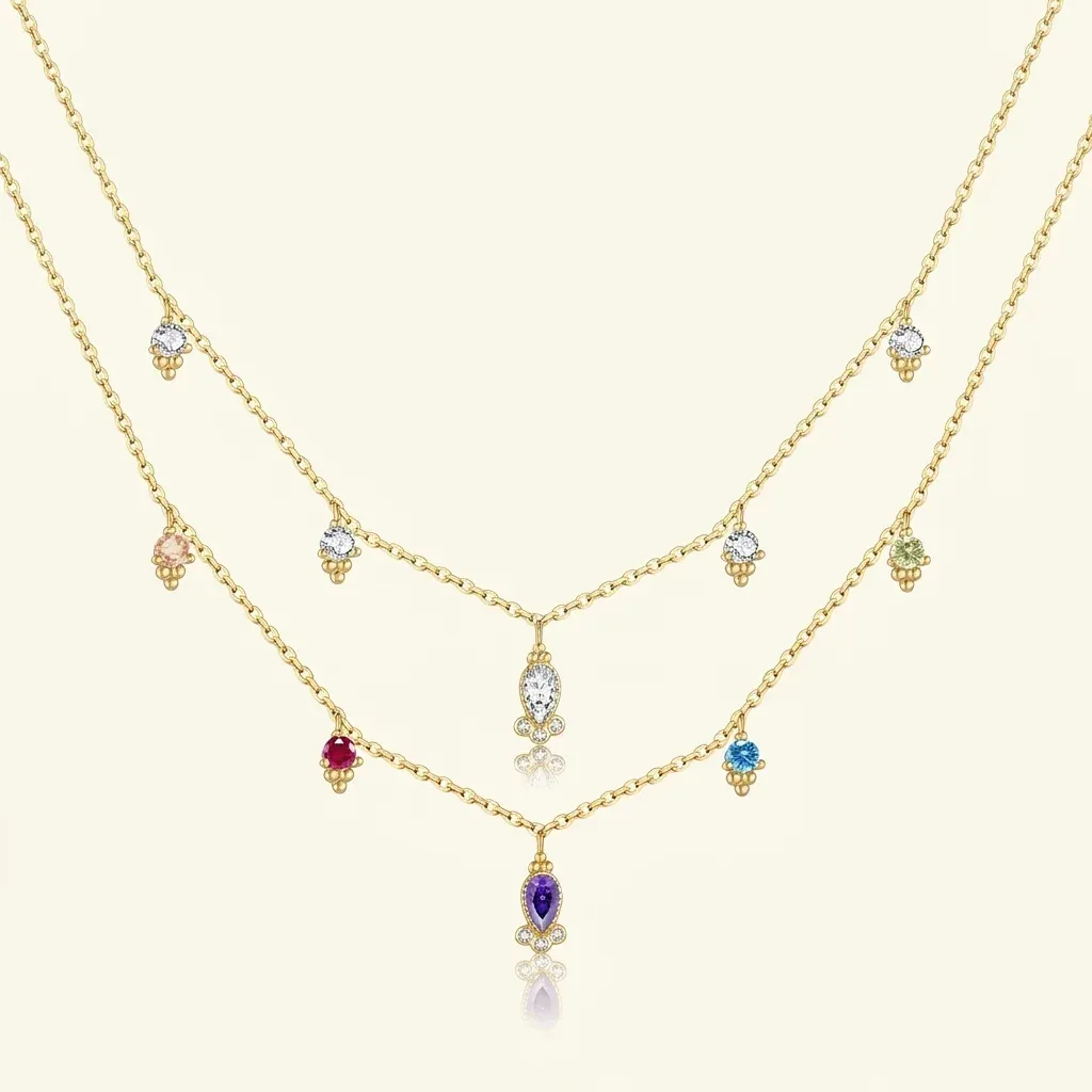 Фино сребърно чокър колие с овални елементи и цирконий ANDYWEN