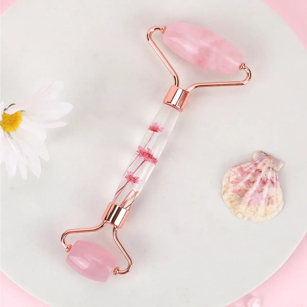 Натурален нефритен ролер за лице с двоен валяк