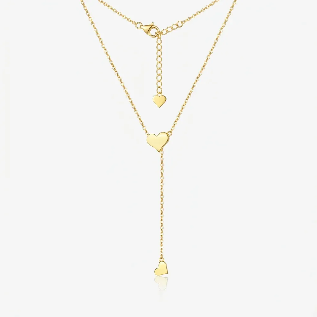 Фино златисто колие с две сърца
