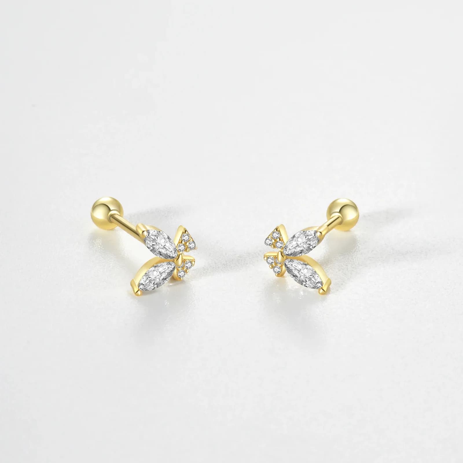 ANDYWEN 925 сребърни златисти обеци с водна капка и CZ