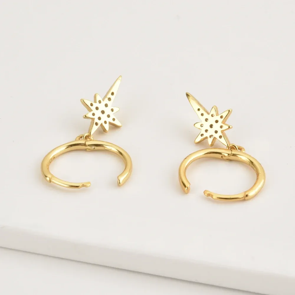 ANDYWEN 925 сребърни висящи обеци с lock мотив и циркон