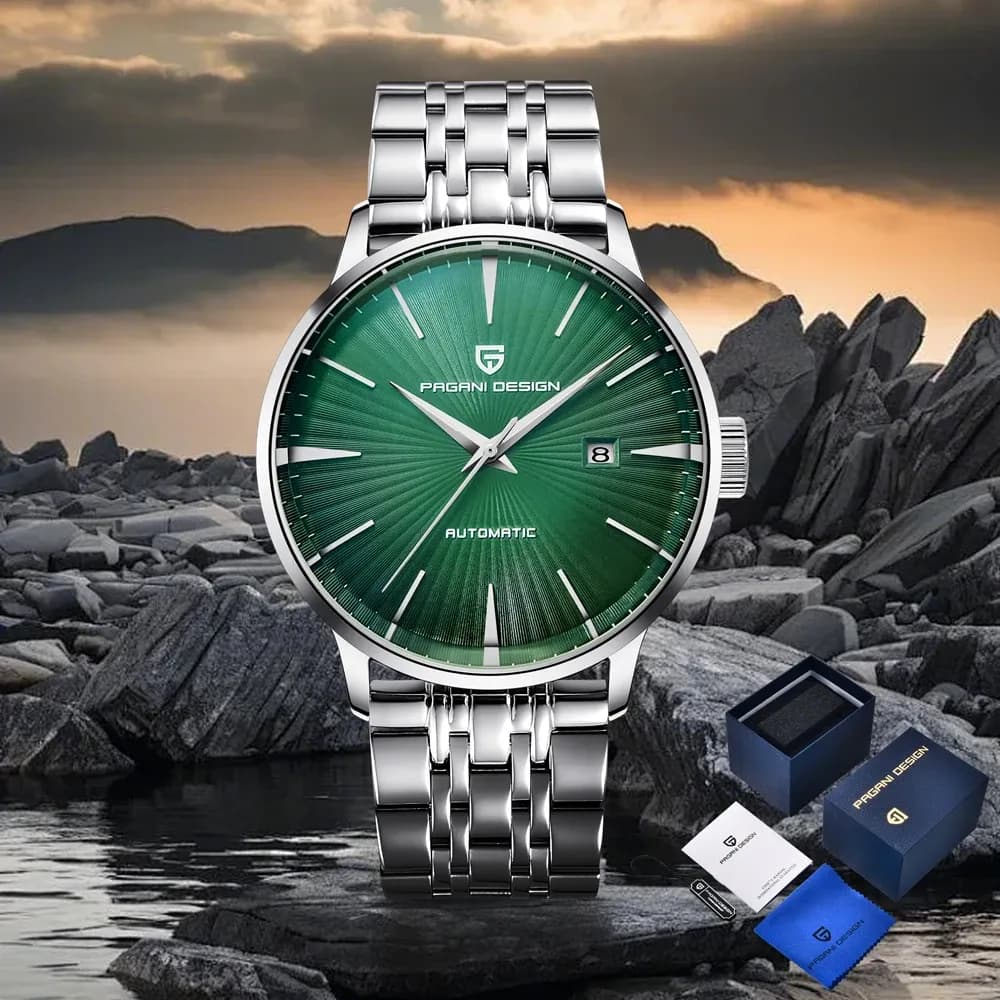 PAGANI DESIGN PD2770 механичен мъжки часовник със стоманена верижка и календар