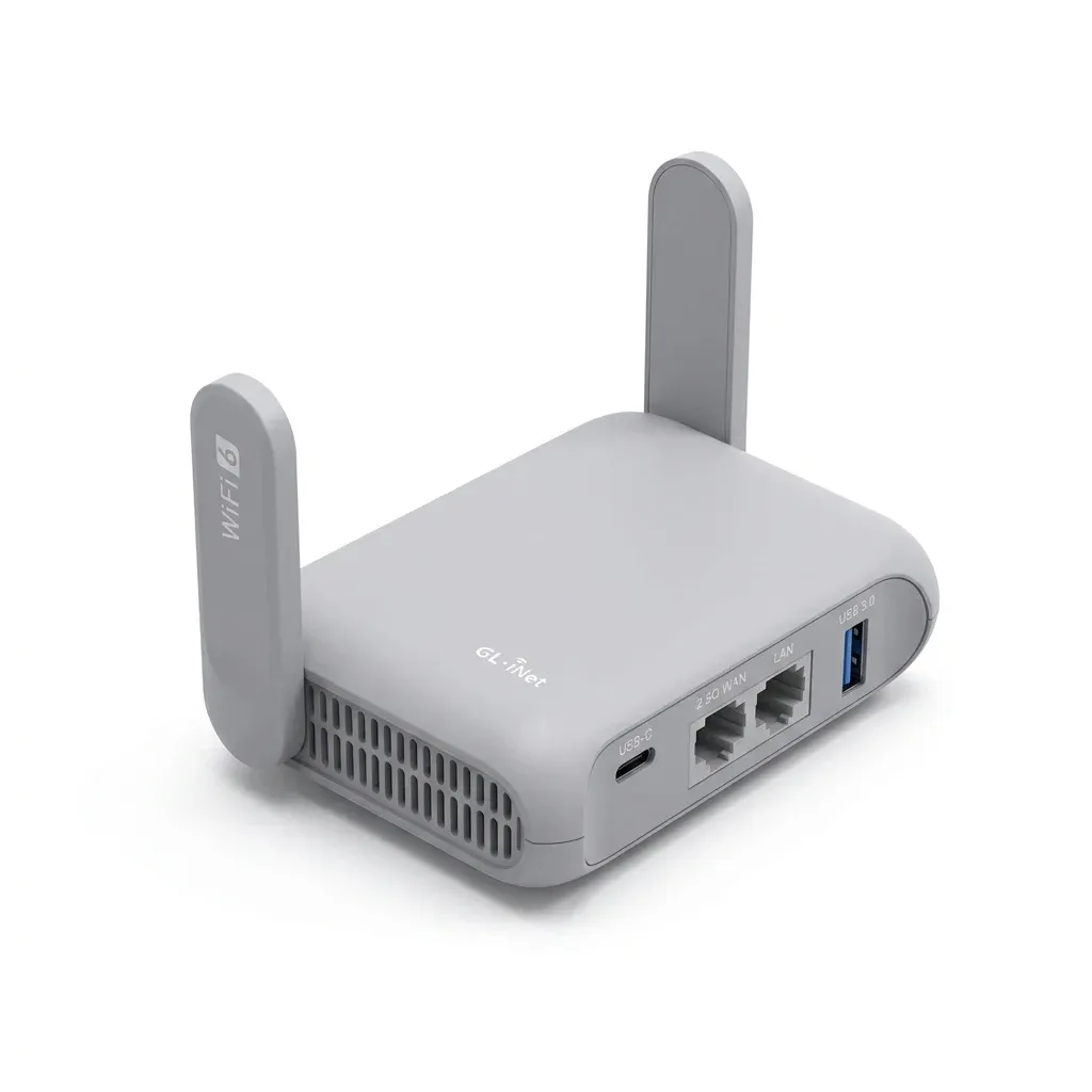 Сив Wi‑Fi 6 пътен рутер GL.iNet