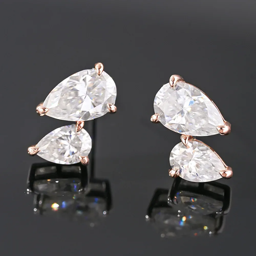 Сребърни обеци с капковиден моисанит 3 ct Oevas