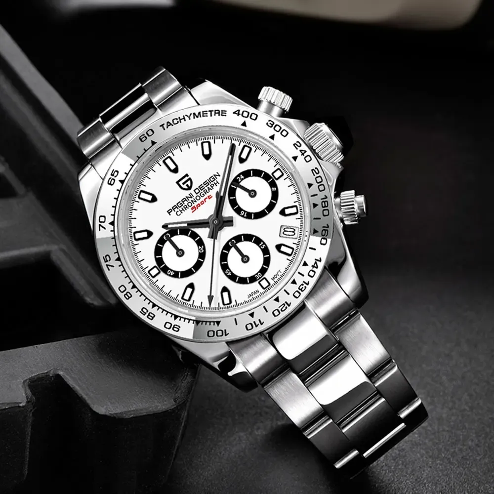 PAGANI DESIGN кварцов хронограф 40 мм със сапфир и стомана