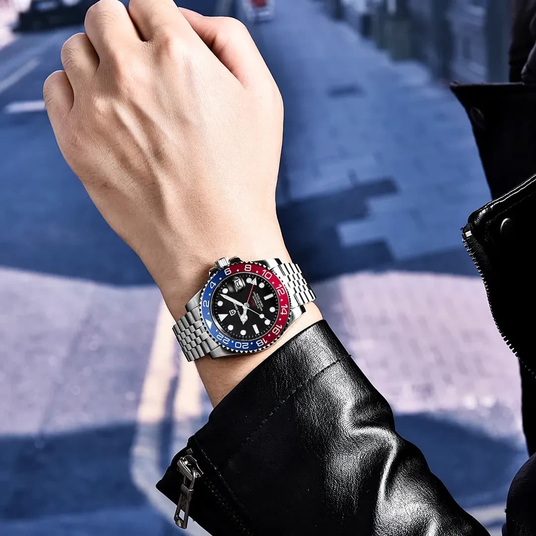 PAGANI DESIGN GMT автоматичен часовник с сапфир и стомана 40 мм