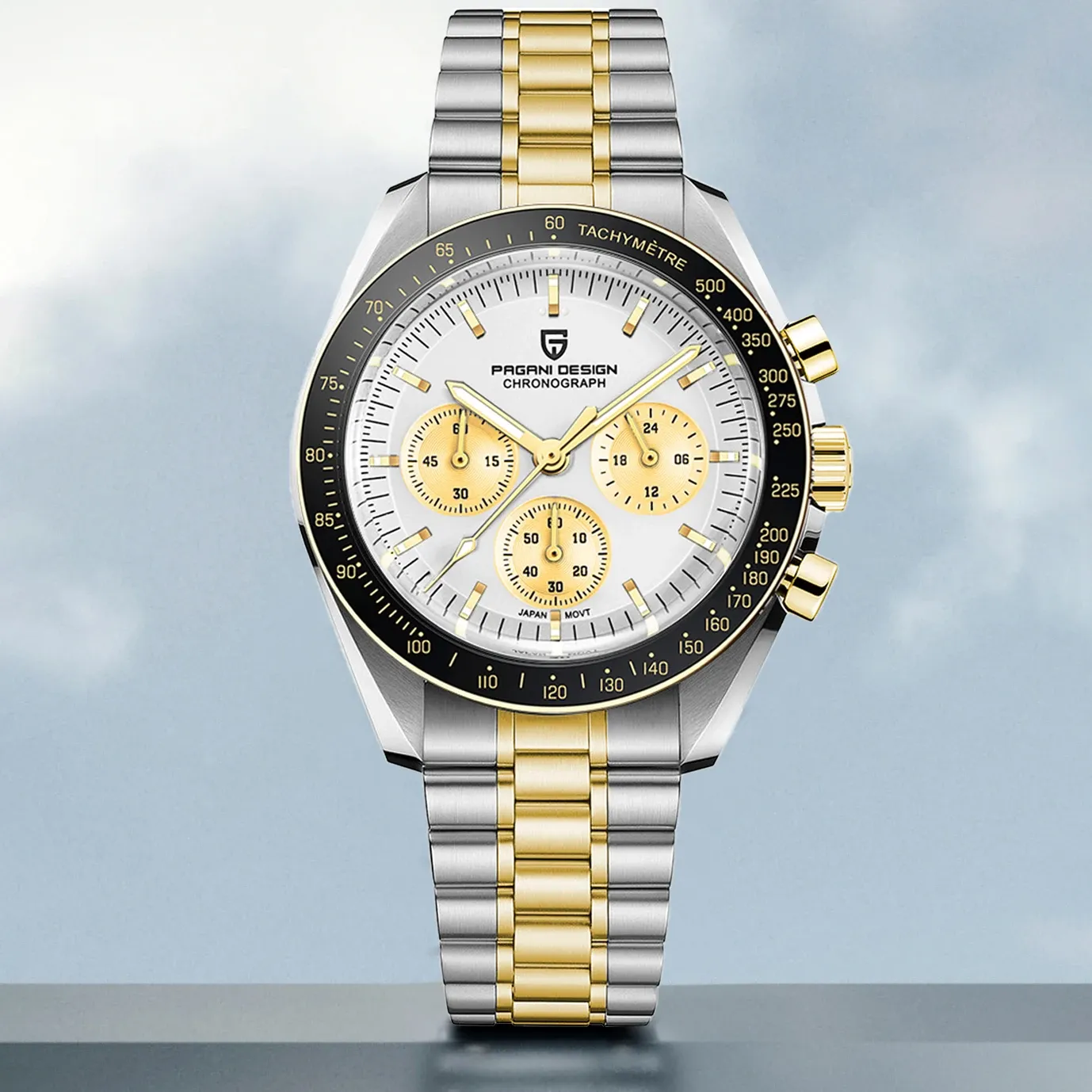 PAGANI DESIGN Moonwatch кварцов хронограф със сапфир и стомана