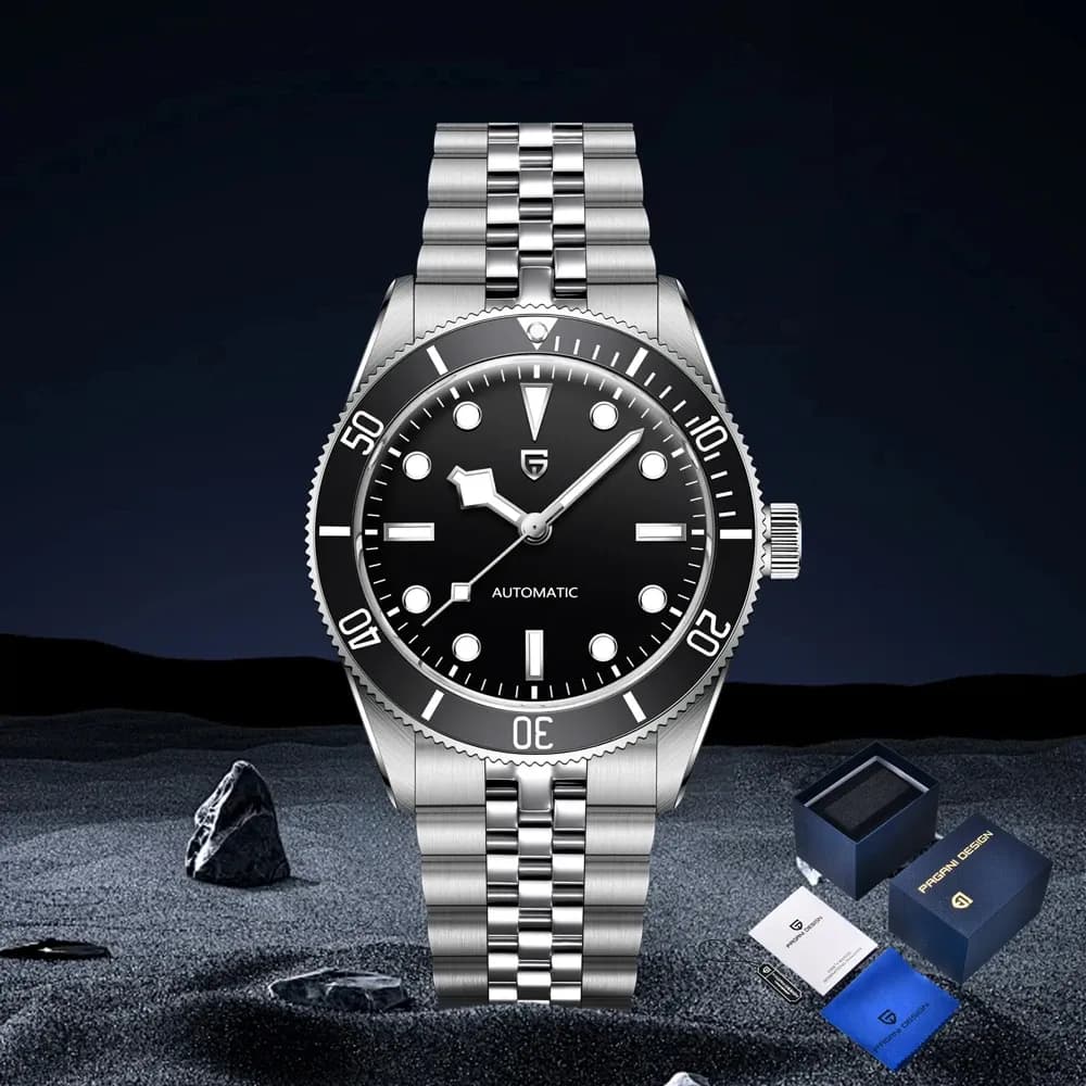 Мъжки ретро механичен часовник PAGANI DESIGN със сапфир и стомана