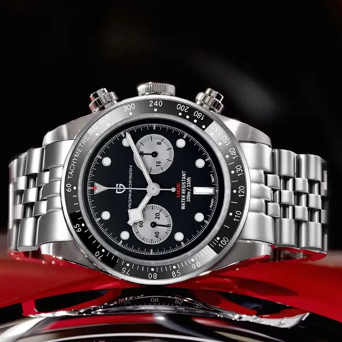 PAGANI DESIGN BB Panda кварцов хронограф със стоманена верижка и сапфирено стъкло