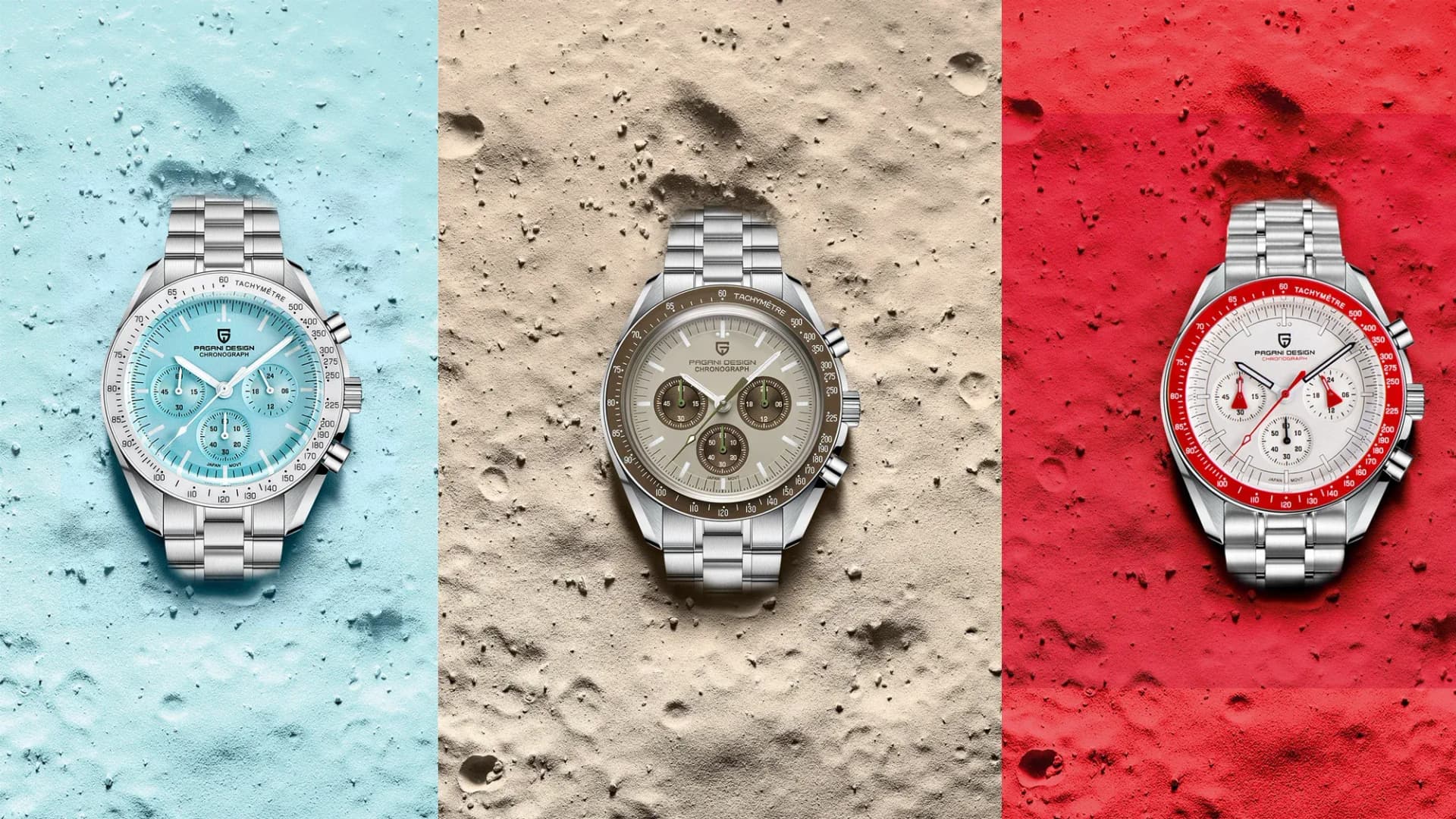 Мъжки автоматичен часовник PAGANI DESIGN с розово злато и сапфир