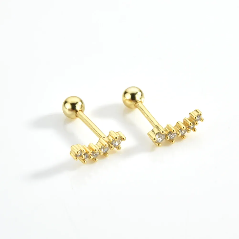 Елегантни капковидни пъпки от 925 сребро с позлатен акцент и прозрачен циркон
