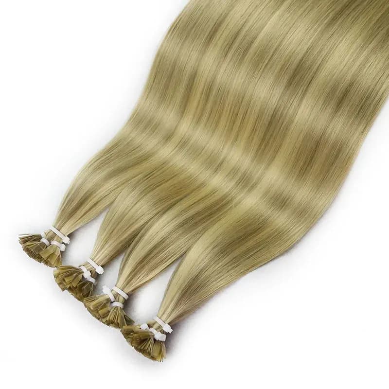 Прави човешки кичури с кератинови капсули омбре русо