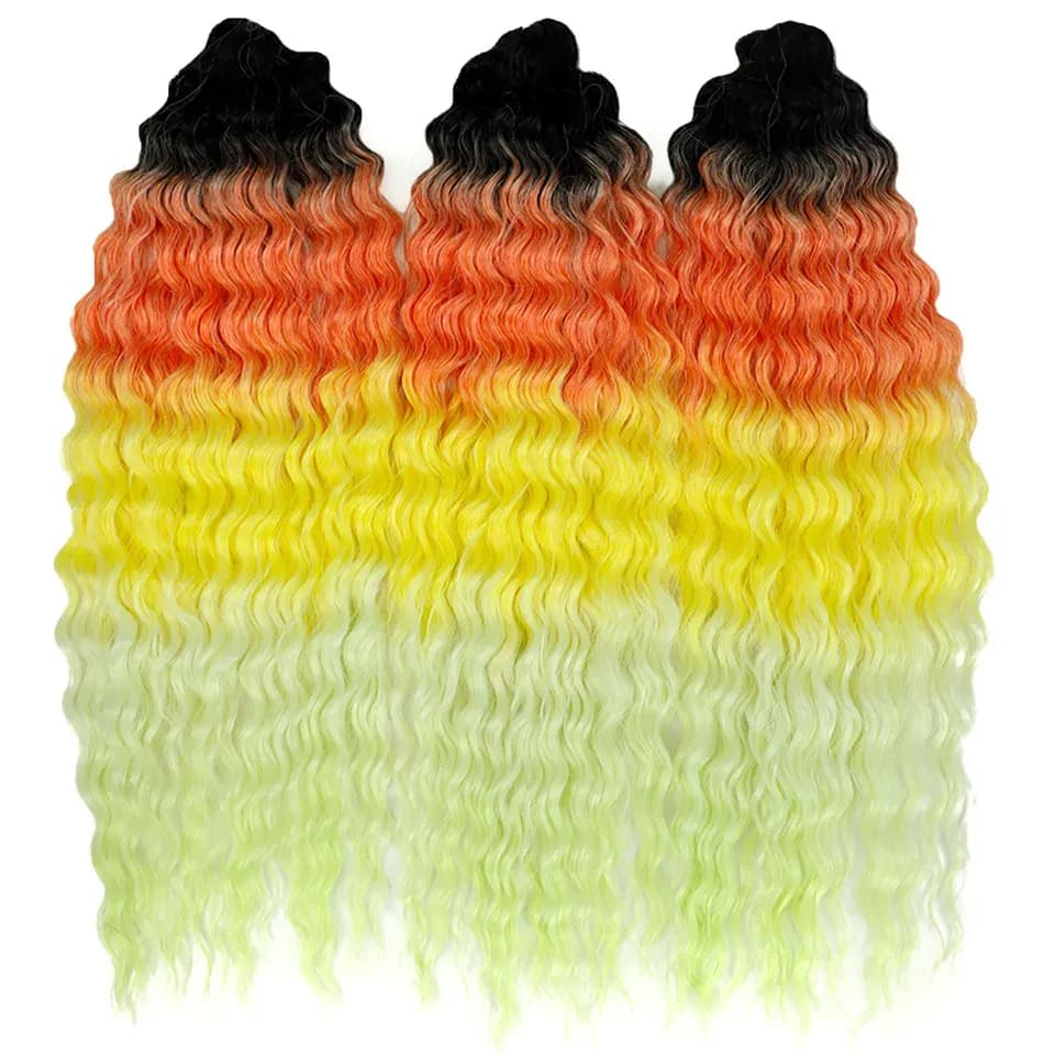 Омбре къдрици за кроше с естествен обем, 22 инча