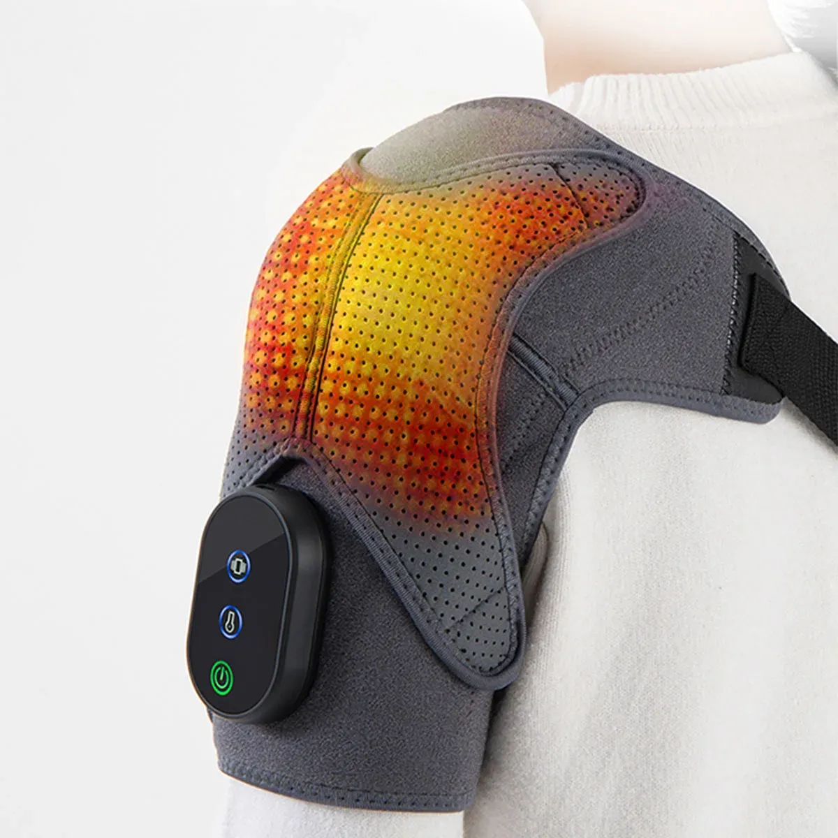 Акумулаторен масажор за рамене с двойен мотор и затопляне
