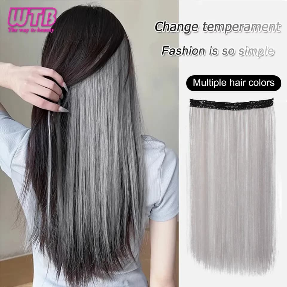 Скрит клипс удължение с прави синтетични влакна и 4 щипки