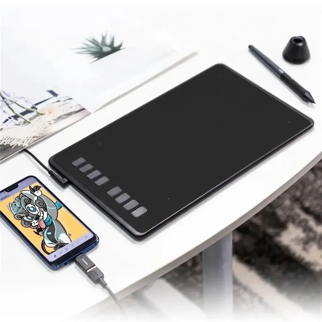 Тънък черен графичен таблет HUION H950P