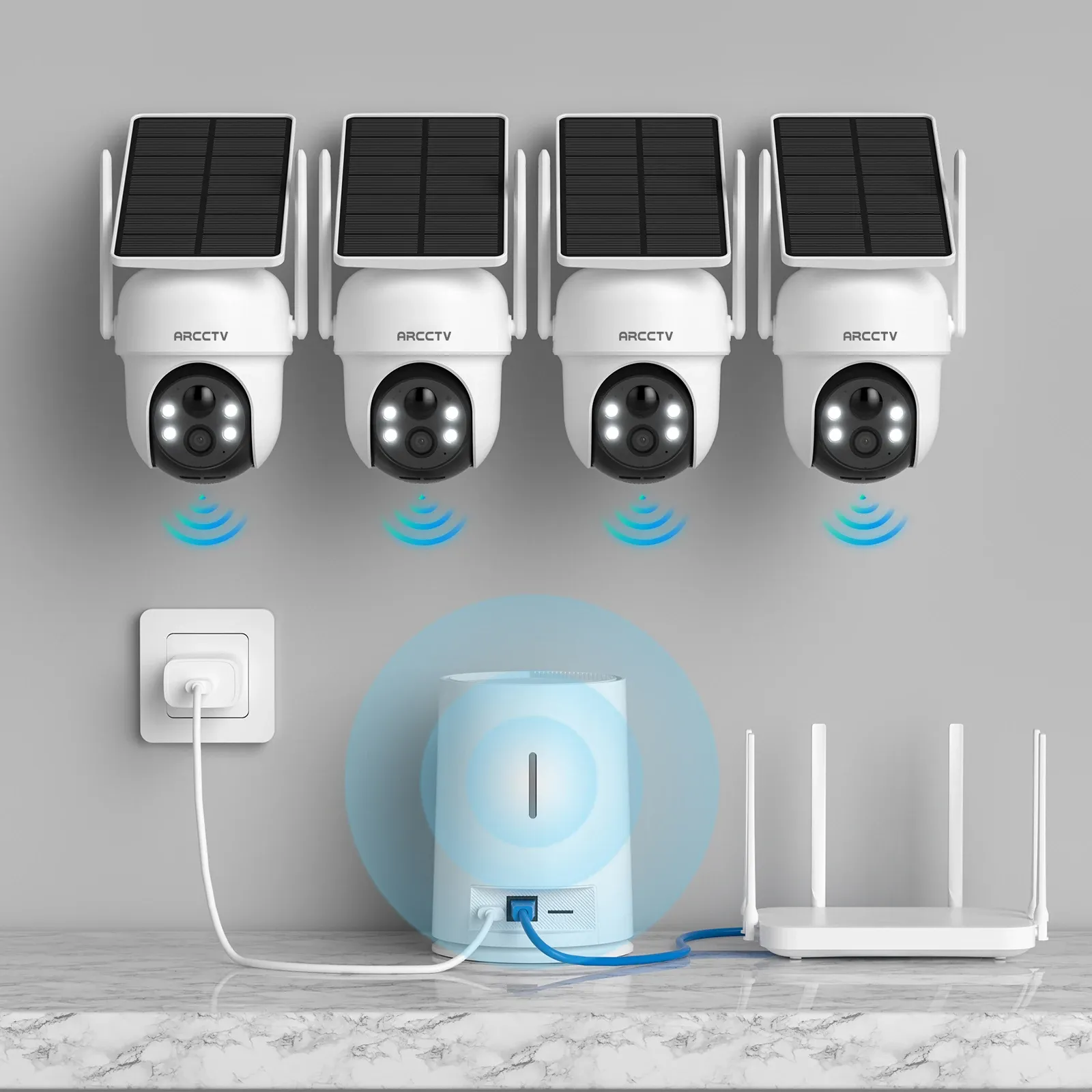 Комплект соларни PTZ камери ANRAN 2K с 4 канала и сирена