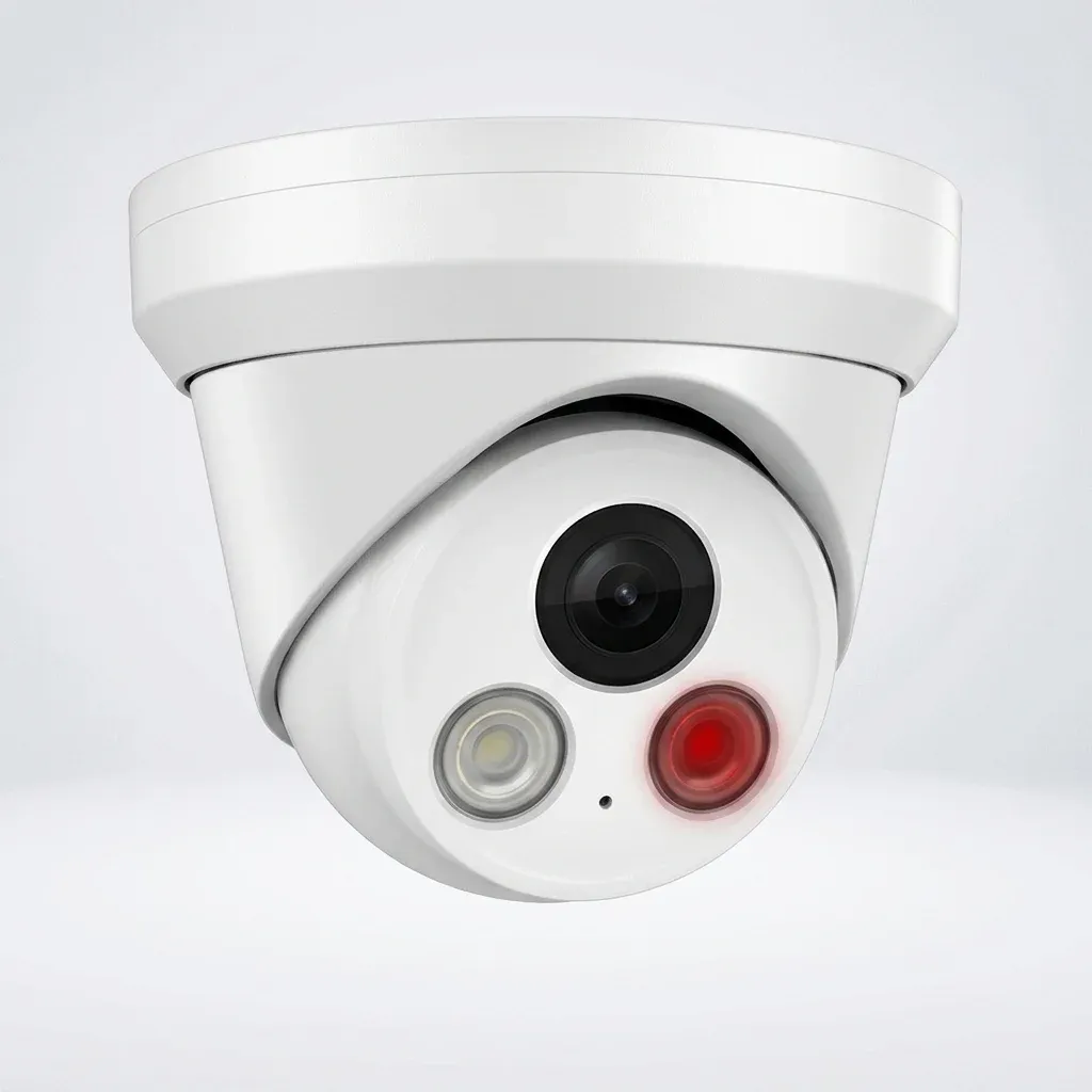 Бяла куполна IP камера отблизо