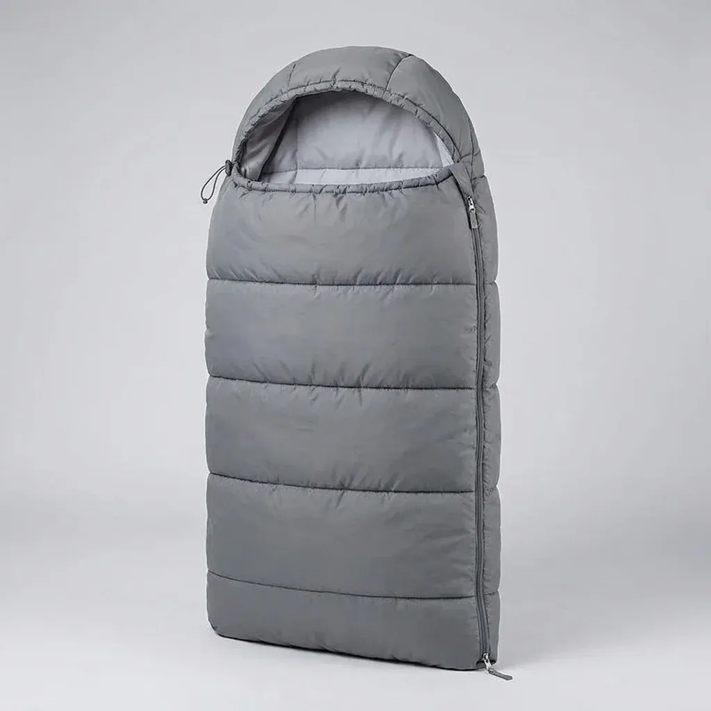 Сив спален чувал с качулка