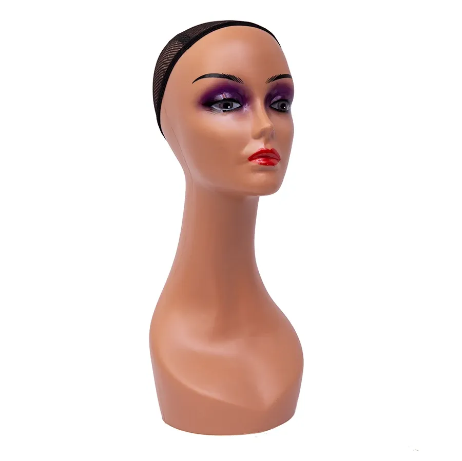 Реалистична дамска глава-манекен за перуки и аксесоари