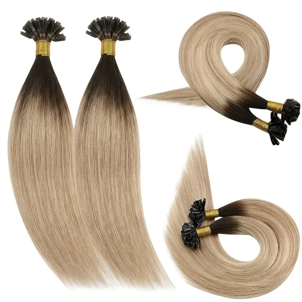 תוספות שיער U טיפ בלונד חום