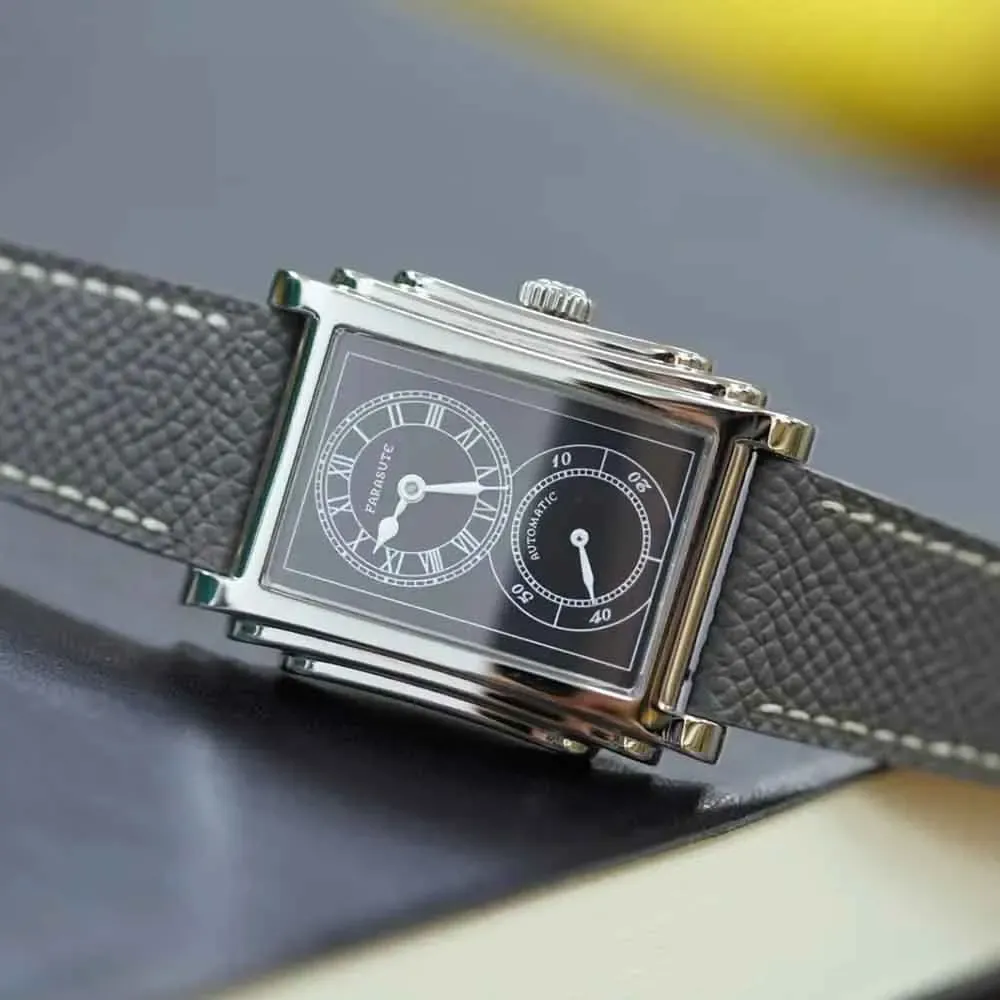 FARASUTE автоматичен мъжки часовник с правоъгълен корпус и сапфир