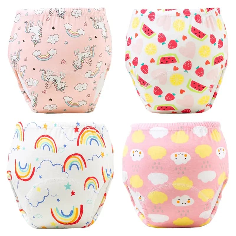 Многократни водоустойчиви тренировъчни гащички за бебе, 4 броя