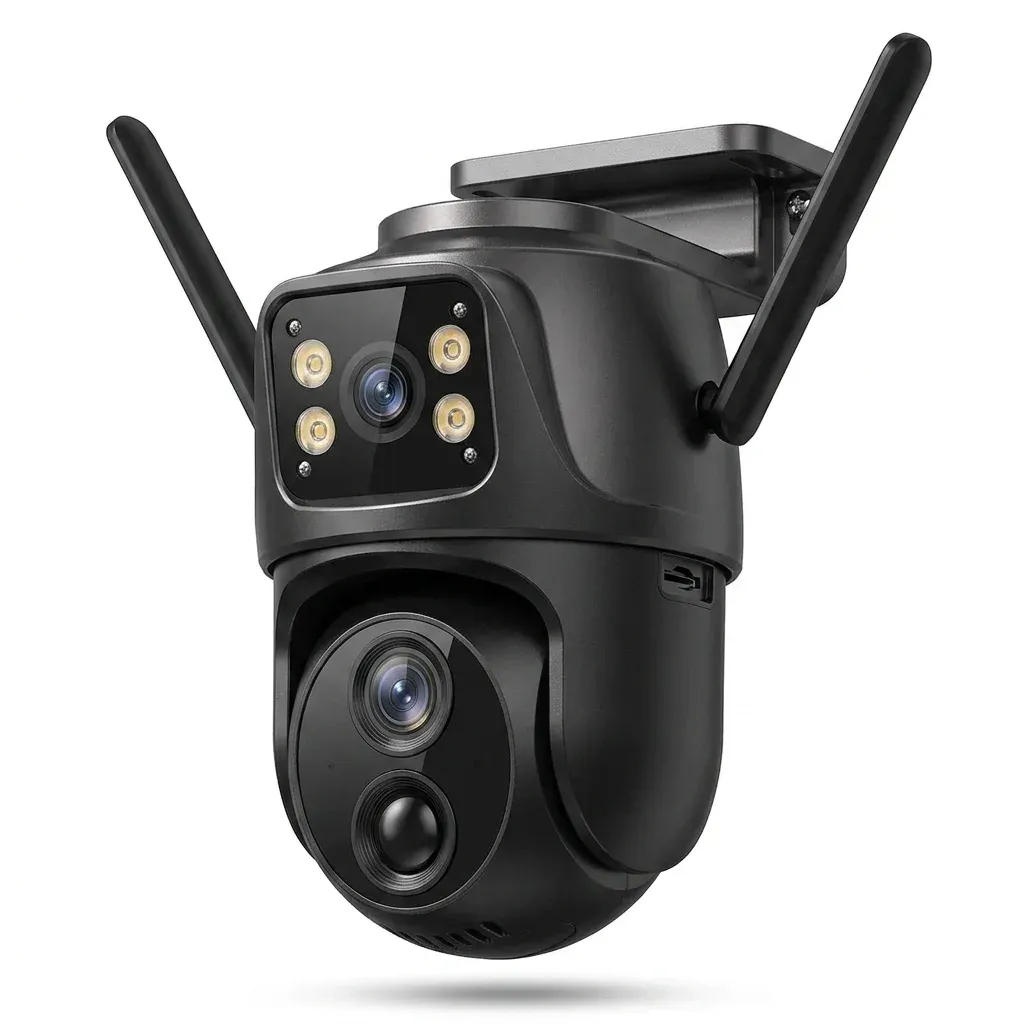Двулещова Wi‑Fi PTZ камера 8MP с авто проследяване и двоен екран