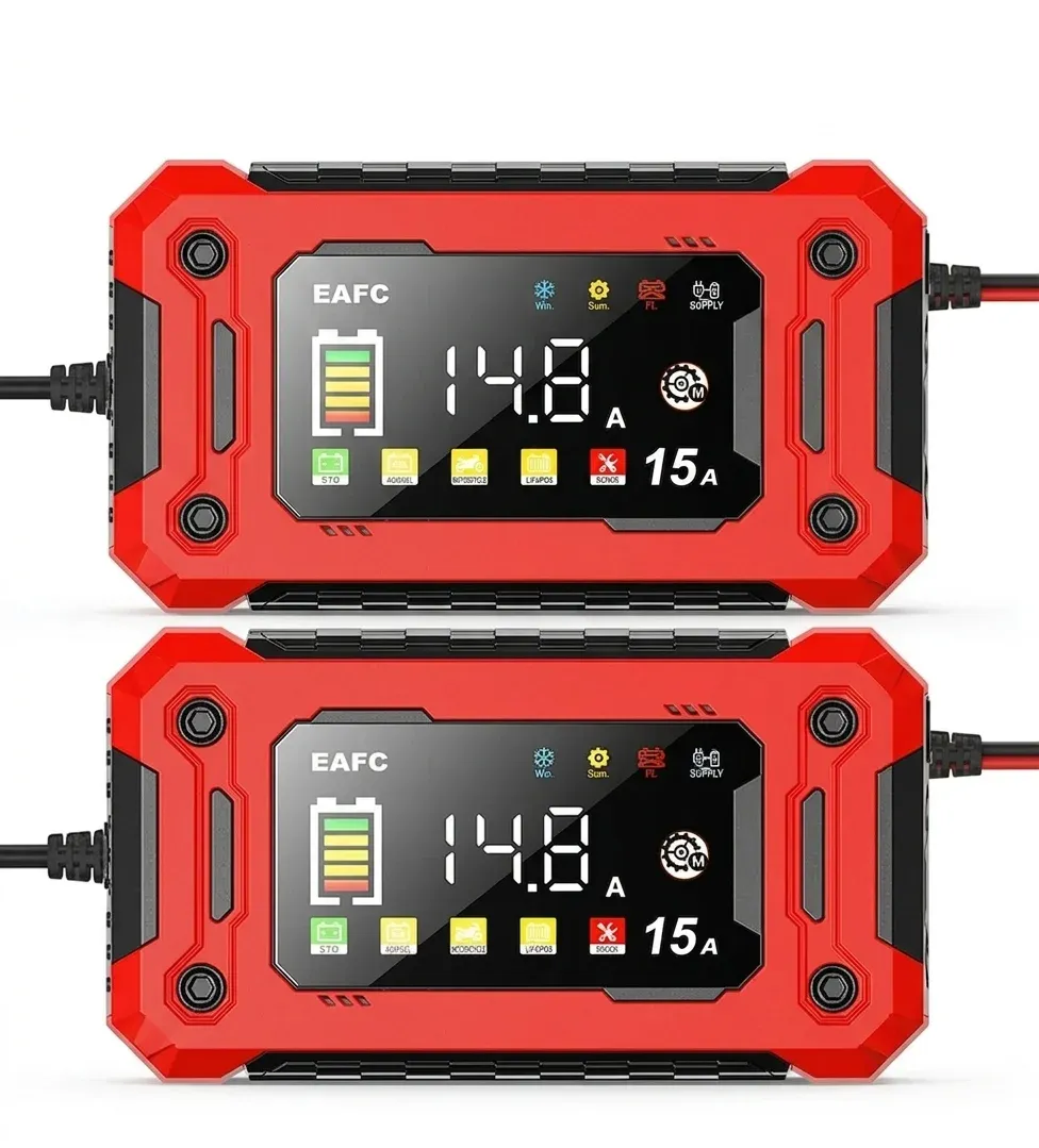 Интелигентно 12V автомобилно зарядно с LCD дисплей и режим за възстановяване