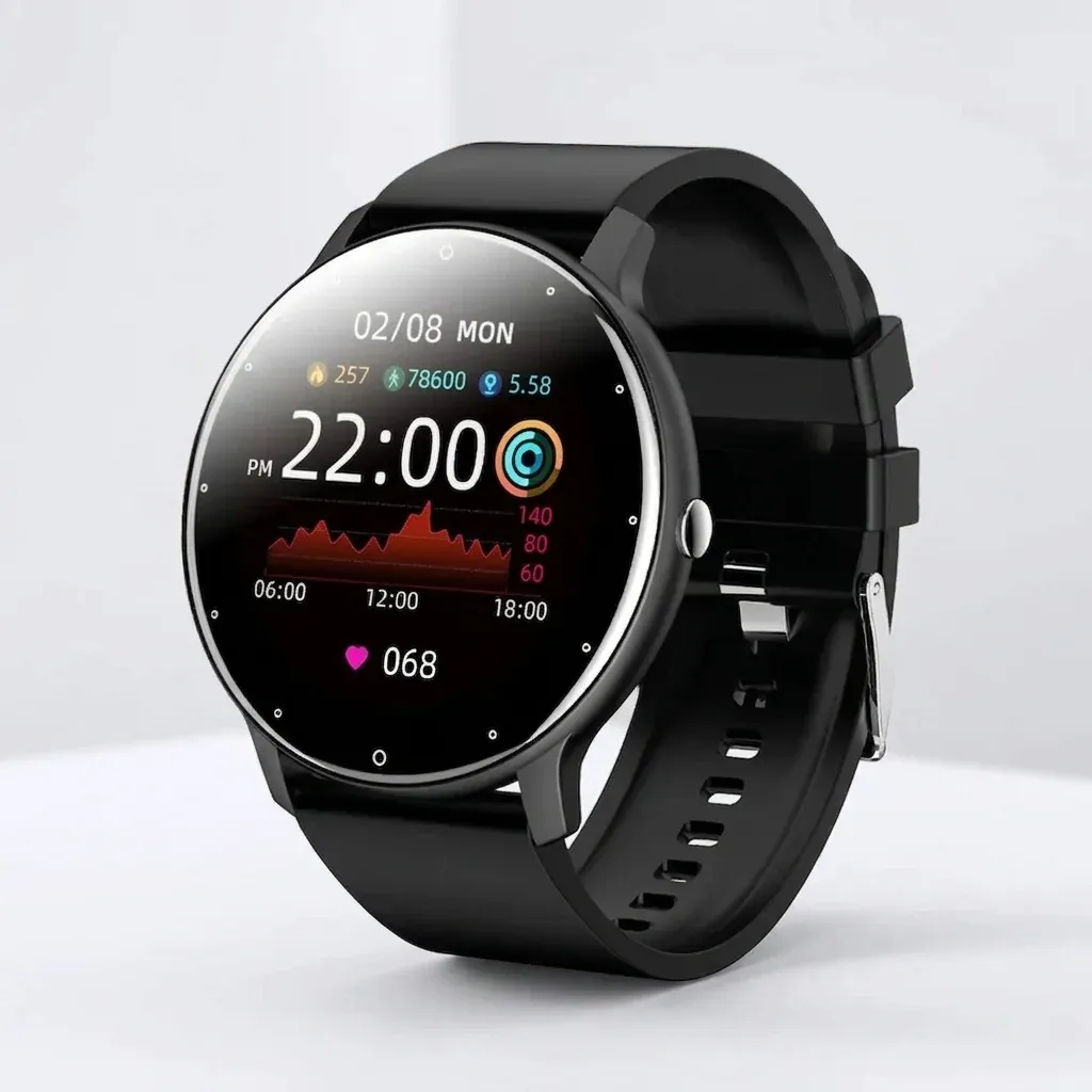 Черен LIGE смарт часовник с кръгъл дисплей