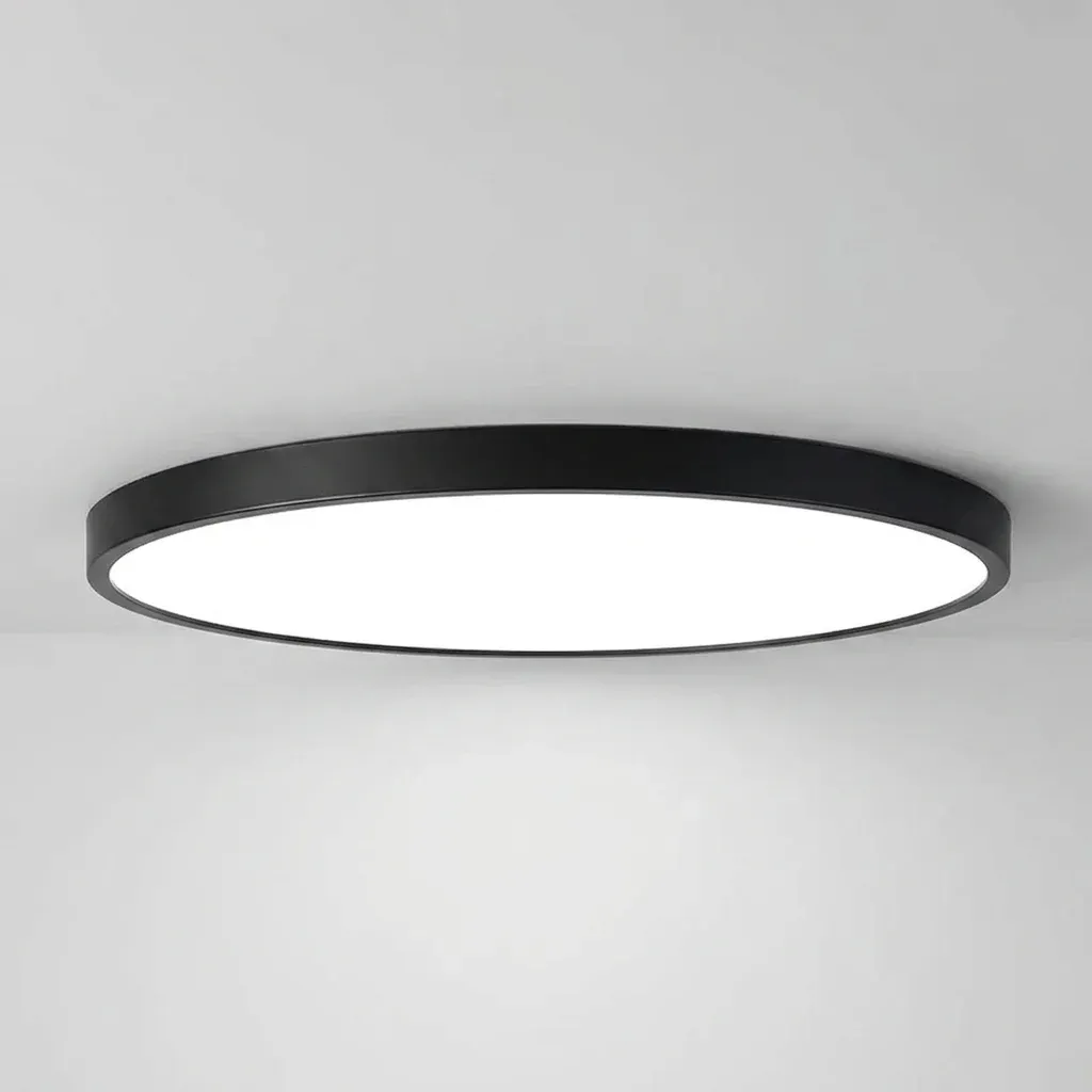 Тънък черен кръгъл LED таванен панел