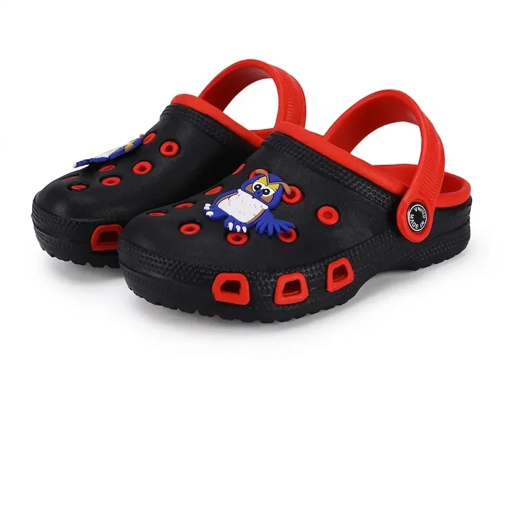 Детски черно-червени сабо с вентилация